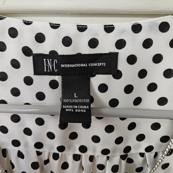 INC International Concepts women's large white & black polka-dot sleeveless top - Picture 6 of 7